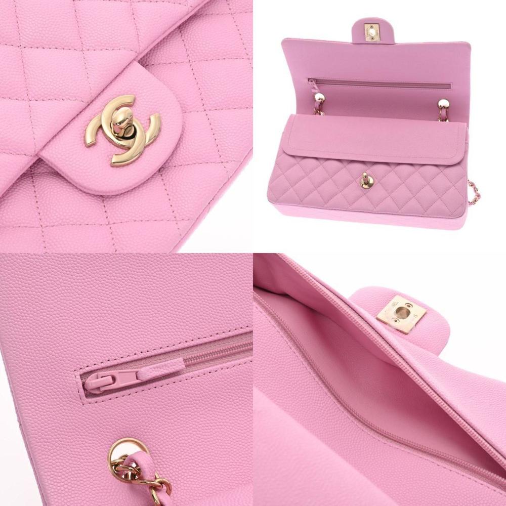 CHANEL Chanel matelasse W flap chain shoulder 25 pink ladies caviar skin bag - Picture 10 of 12